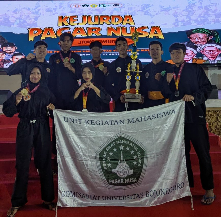 UKM Pencak Silat Divisi Pagar Nusa Universitas Bojonegoro Sabet Juara Umum 3 Kejurda Jawa Timur 2025