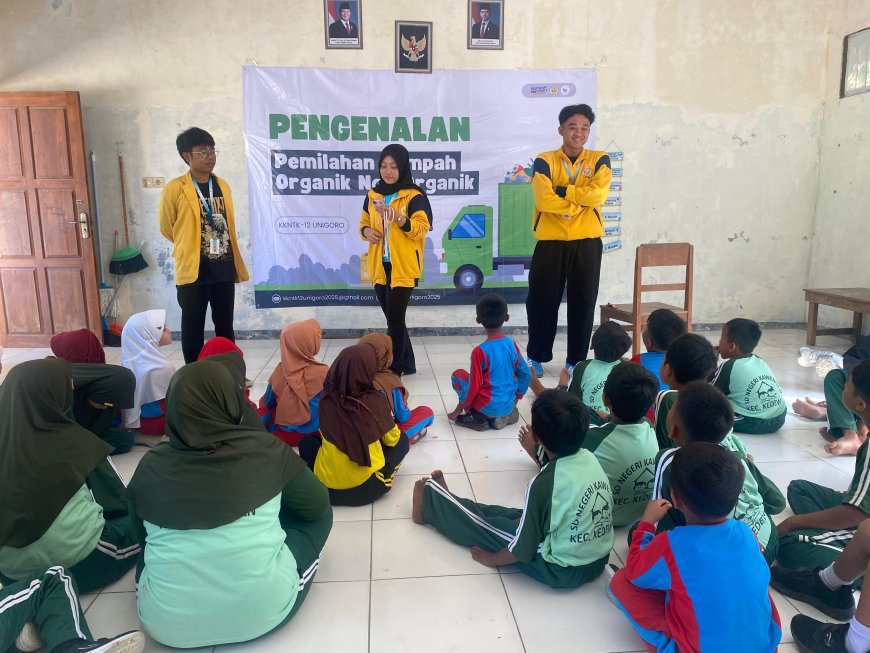 Sosialisasi Pemilahan Sampah, Mahasiswa KKNTK 12 Unigoro Tanamkan Kepedulian Lingkungan Sejak Dini di SDN Kawengan